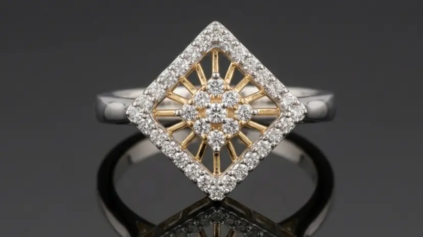 Diamond rhombus ring