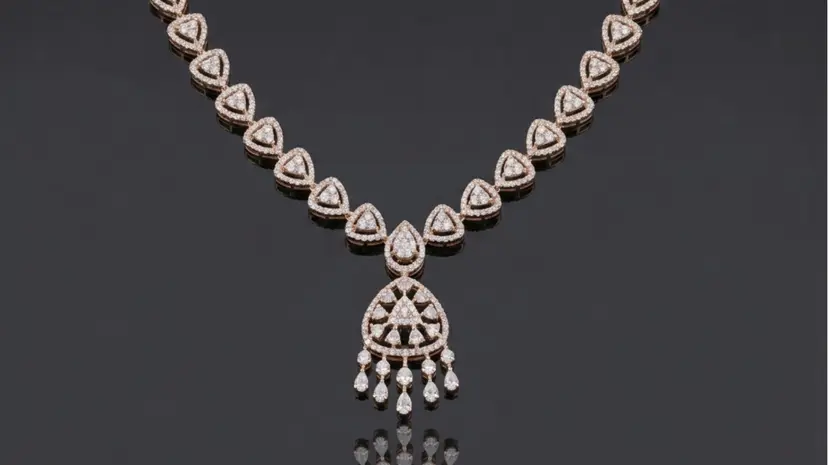 Diamond teardrop necklace set