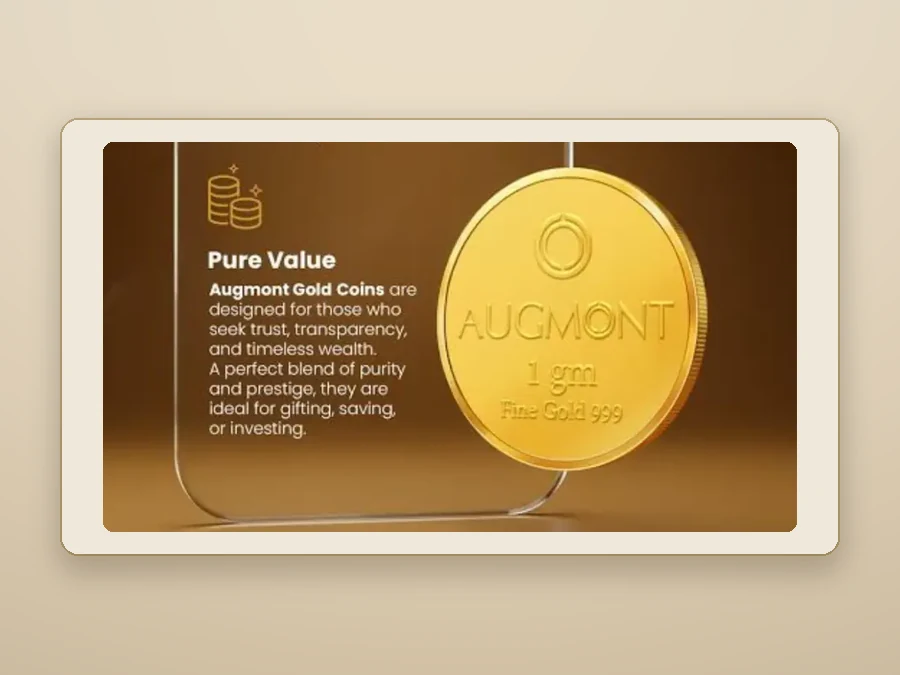 Augmont fine gold coin in its sealed certificate card