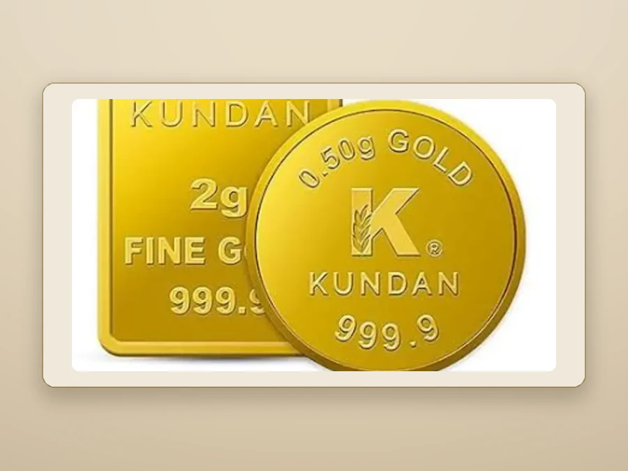 Kundan fine gold coin and bar in 999.9 purity