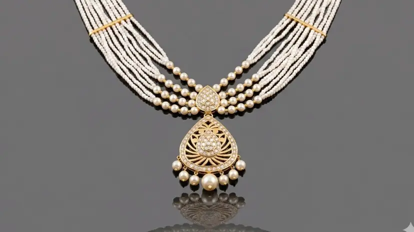Gold Necklace Pearl Teardrop